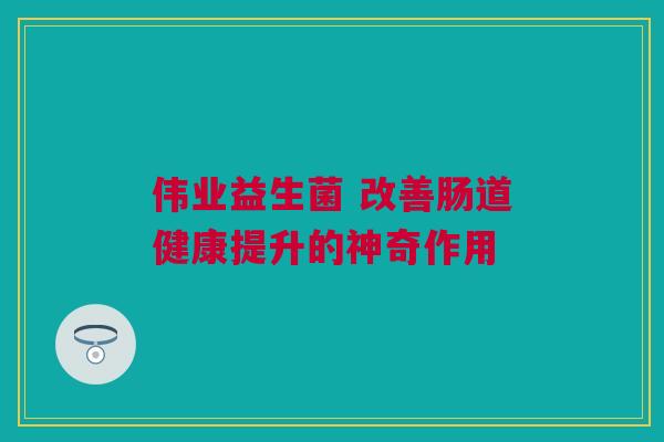 伟业益生菌 改善肠道健康提升的神奇作用