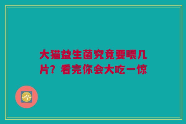 大猫益生菌究竟要喂几片？看完你会大吃一惊