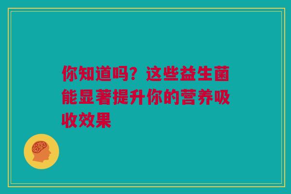 你知道吗？这些益生菌能显著提升你的营养吸收效果