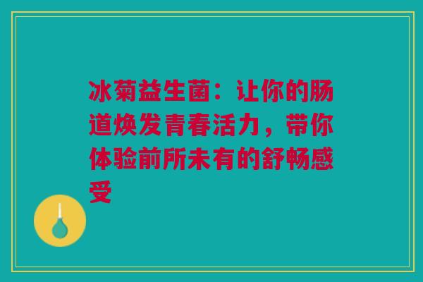 冰菊益生菌：让你的肠道焕发青春活力，带你体验前所未有的舒畅感受