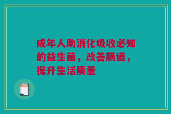 成年人助消化吸收必知的益生菌，改善肠道，提升生活质量