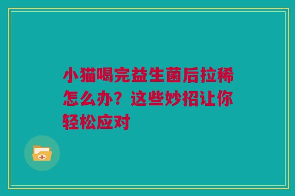 小猫喝完益生菌后拉稀怎么办？这些妙招让你轻松应对
