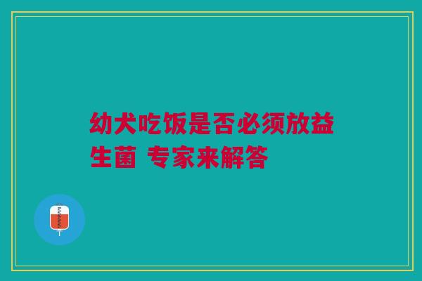 幼犬吃饭是否必须放益生菌 专家来解答