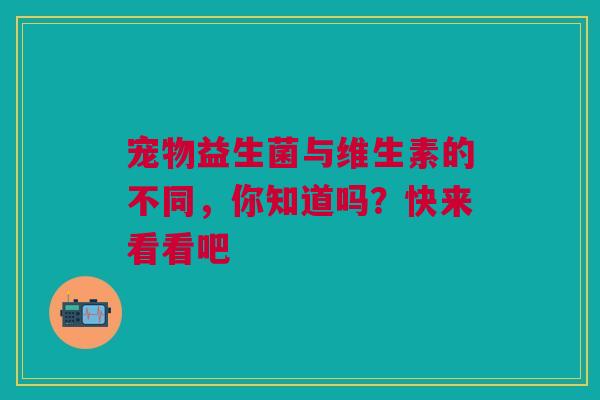 宠物益生菌与维生素的不同，你知道吗？快来看看吧