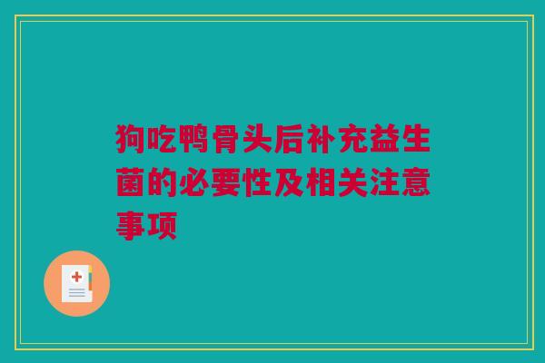 狗吃鸭骨头后补充益生菌的必要性及相关注意事项