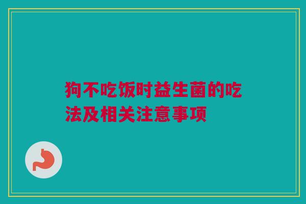 狗不吃饭时益生菌的吃法及相关注意事项