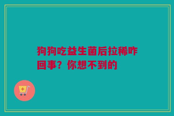 狗狗吃益生菌后拉稀咋回事？你想不到的