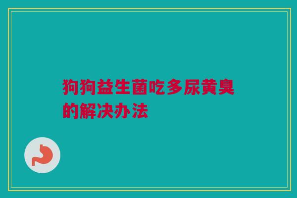 狗狗益生菌吃多尿黄臭的解决办法