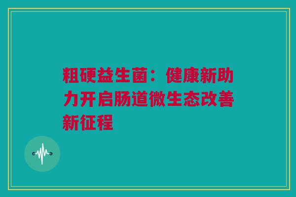 粗硬益生菌：健康新助力开启肠道微生态改善新征程