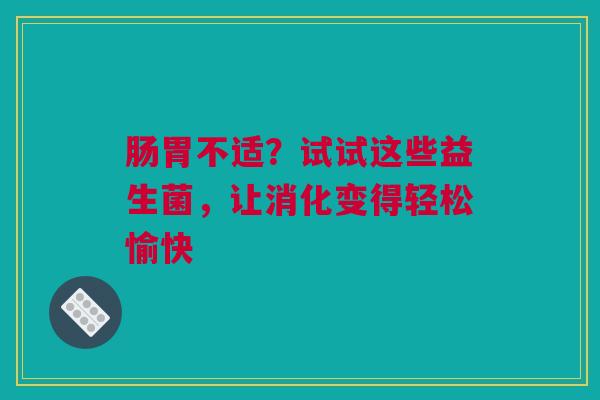 肠胃不适？试试这些益生菌，让消化变得轻松愉快