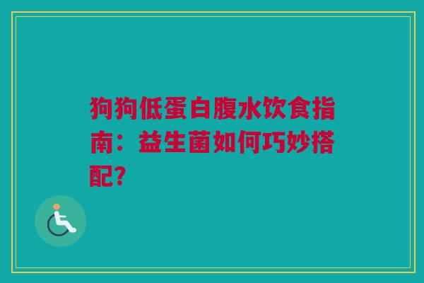 狗狗低蛋白腹水饮食指南：益生菌如何巧妙搭配？