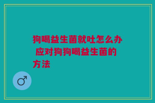狗喝益生菌就吐怎么办 应对狗狗喝益生菌的方法