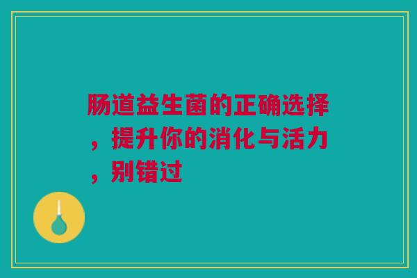 肠道益生菌的正确选择，提升你的消化与活力，别错过