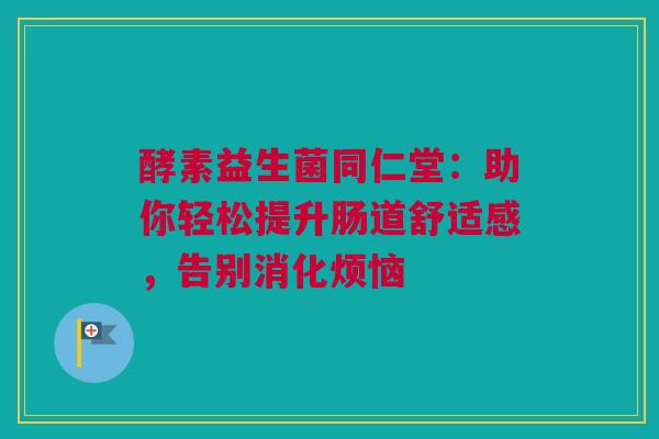 酵素益生菌同仁堂：助你轻松提升肠道舒适感，告别消化烦恼